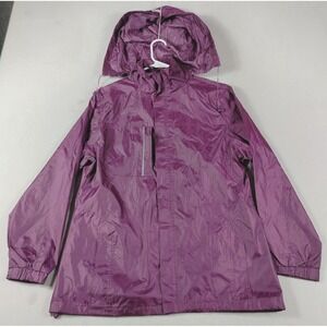 i5 Apparel Jacket Womens XL Purple Hooded Lightweight Windbreaker Zip Pockets